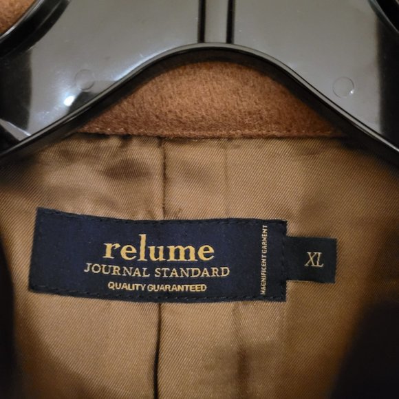 EUC Journal Standard Japan Women's Tan Wool Coat Sheep Skin Chin Strap Brown XL - Picture 5 of 5